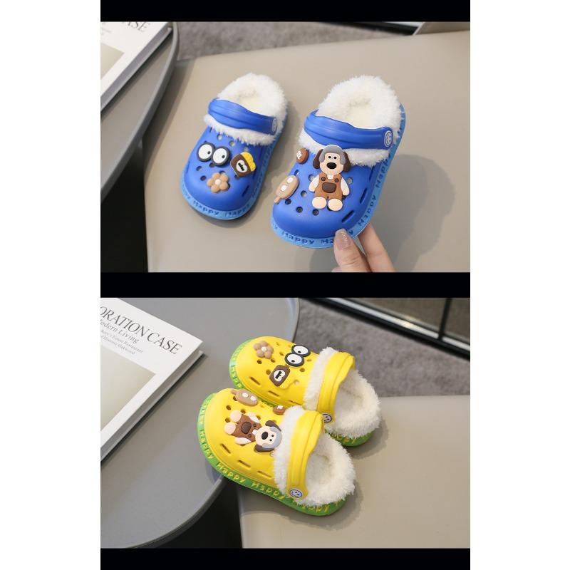 Съемная детская обувь с симпатичным зимним теплом и плюшем, теплая, хлопковая обувь, хлопковые тапочки
