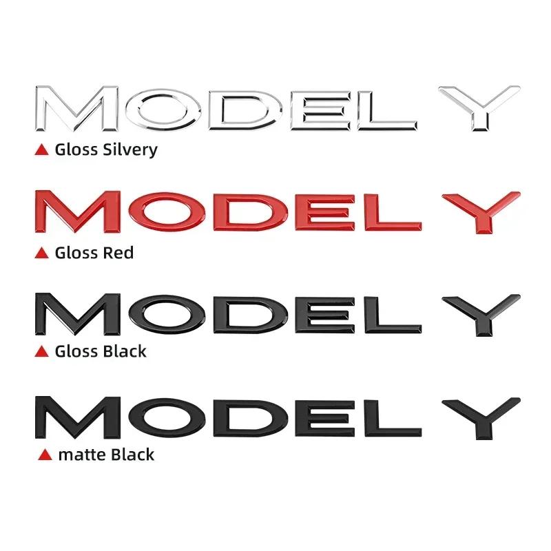 3D Chrome ABS Letters Emblem for Tesla Model Y 3 Car Styling Trunk Badge Sticker Accessories