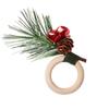 6pcs Artificial Napkin Holder Wooden Napkin Buckle Christmas Pine Needle Napkin Ring  Kitchen