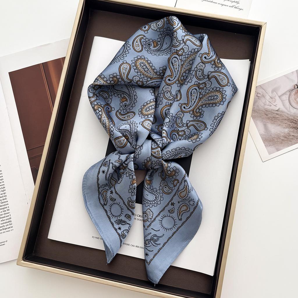 1pcs Luxury Square Scarf Cashew Print Bandana Women's Imitation Silk Scarf Casual Decoration 70cm Neckerchief Headband