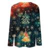 Женская модная повседневная рубашка с длинными рукавами и рождественским принтом с квадратным вырезом и длинными рукавами