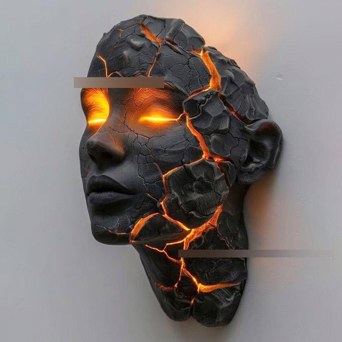 2025 New Cracked Soul Wall Lights Shattered Soul Wall Lamps Creative Figurine Luminous Resin Ornaments Sculpture Home Decor