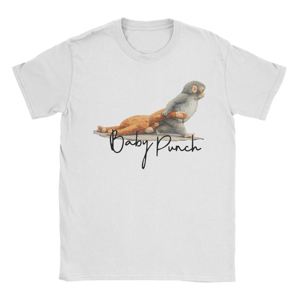 New Arrival Team Punch Punch the monkey Baby Monkey Holding T Shirt for Men Women Cotton Tshirts Short Sleeve Clothes