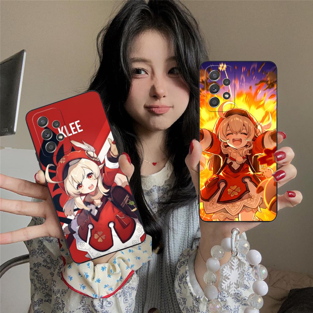 Game GI Klee Mobile Phone Case for Samsung Galaxy M55 54 42 35 34 33 32 23 22 15 14 13 12 F55 5G Colorful Cover Cover Luxury