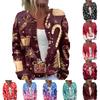 Women's Fashion Christmas Printed Long Sleeve Knitted Cardigan Button Down Jacket