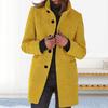 Women Winter Overcoat Single-breasted Retro Stand Collar Long Sleeves Buttons Cardigan Mid Length Spring Autumn Outdoor Woolen Coat