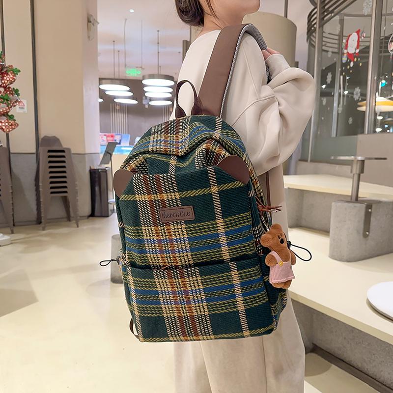 Винтажный клетчатый школьный рюкзак для женщин