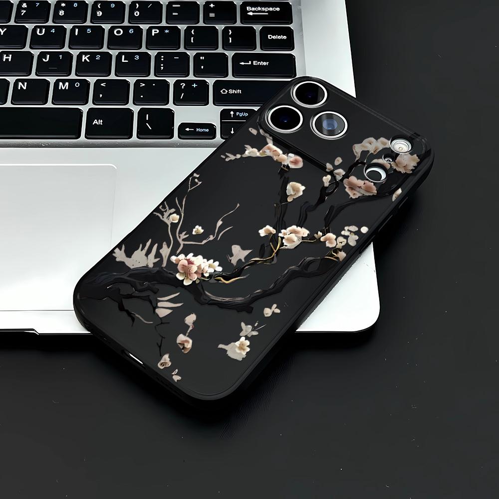 Силиконовый чехол с рисунком «Чернослив в чернилах» для защиты камеры iPhone 17 16 Plus 15 14 13 12 11 Pro Max 17Air, противоударный чехол по всему краю