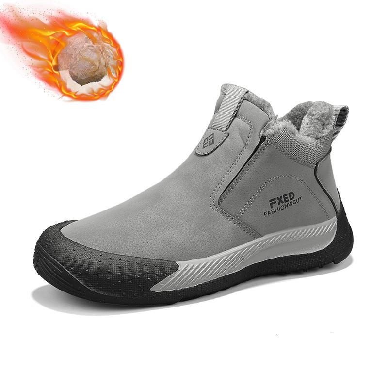 Зимние теплые ботинки для мужчин, ботильоны из искусственной замши, удобные нескользящие короткие ботинки с подкладкой из искусственного меха, мужские спортивные ботинки для походов и прогулок на открытом воздухе