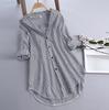Women Stripe Long Sleeve Turn-down Collar Button Loose Top Shirts Blouse