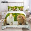 Rabbit Comforter Duvet Cover Set Lovely Little Rabbit Decor Bedding Set for Kid Girl Polyester Animal Theme King Comforter Cover