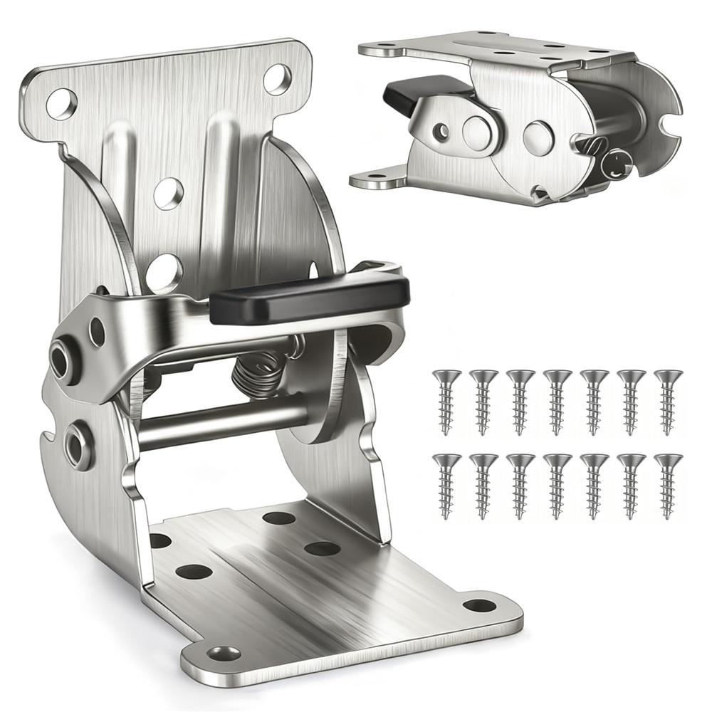 Heavy-duty folding bracket 0°-90°-180°, silver self-locking quick-install extension support, 2 pieces
