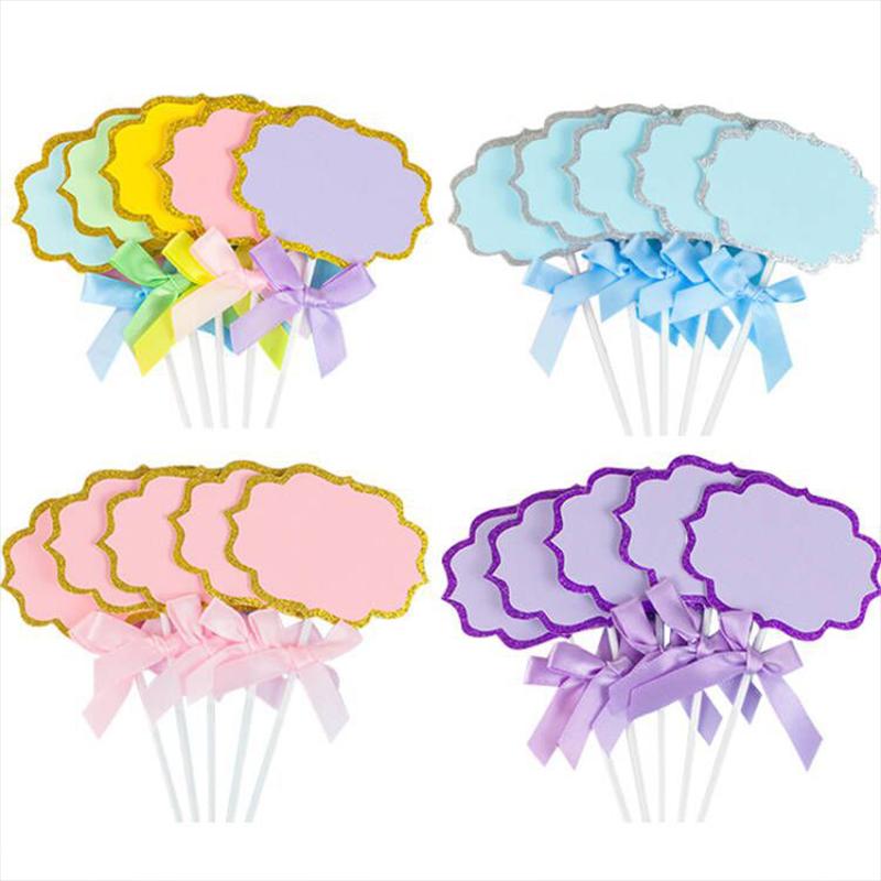 5 Pieces Cake Decoration Writing Board Inserting Blessing Baking Color Star Happy Birthday Holiday Bowknot Inserting Party Supplies