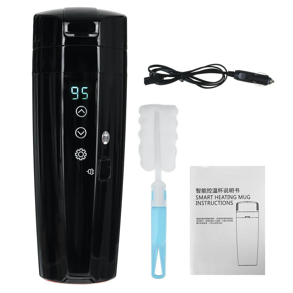 400 мл, 12/24 В, 80 Вт, нержавеющая сталь, дорожный автомобиль, электрическая чашка для воды с подогревом, ЖК-дисплей, кофейная чашка