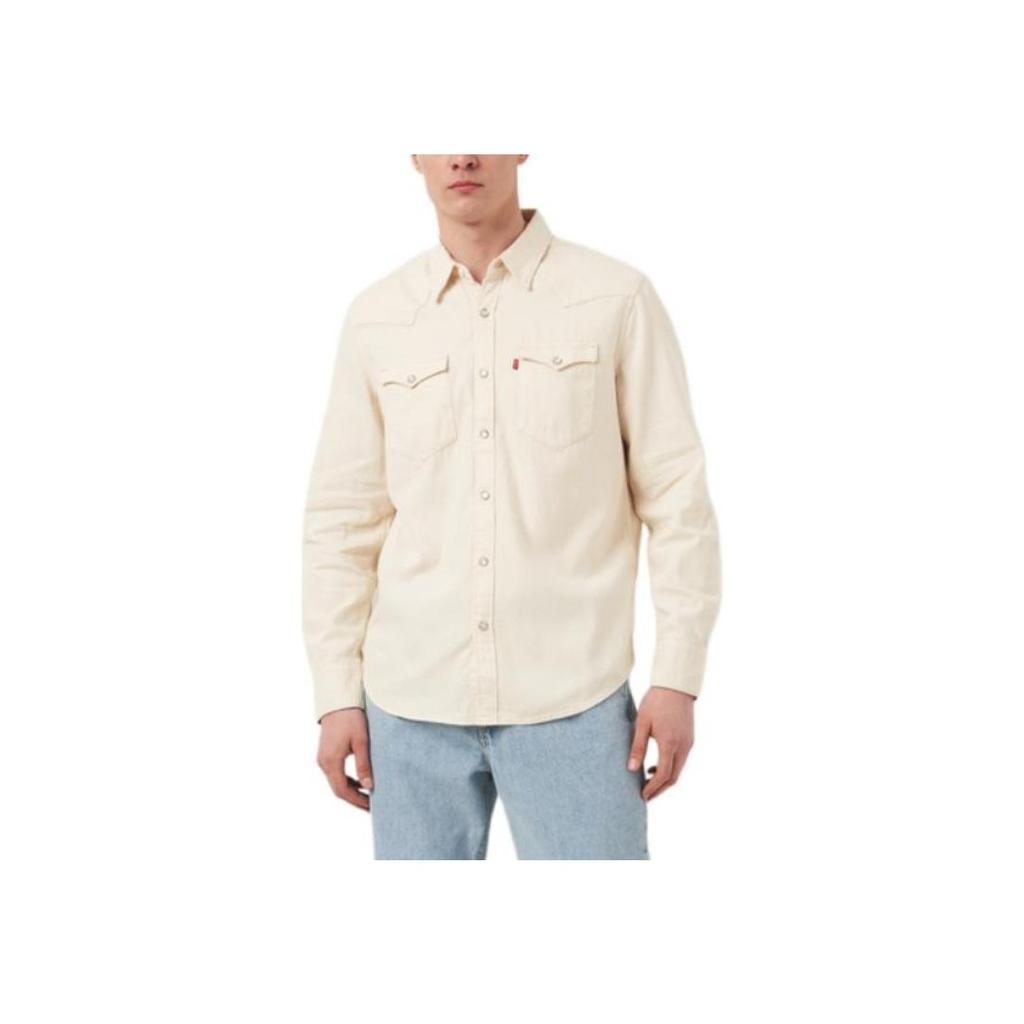 Рубашка в западном стиле Levis Barstow стандартного кроя 50-х годов однотонная с воротником однобортная приталенная с длинным рукавом мужская рубашка рубашки молочно-белый 85744-0068