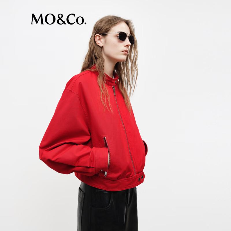 МО&Ко. Женская однотонная хлопковая куртка с воротником-стойкой