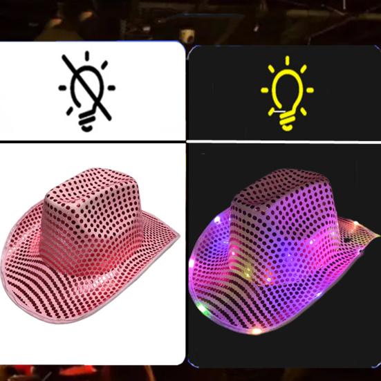 Светодиодная ковбойская шляпа в стиле ретро-вестерн, 9 цветов, доступны для рождественских вечеринок в ночных клубах