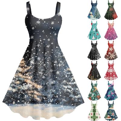 Женское повседневное и модное платье с принтом, сексуальное, на подтяжках, ретро, большое платье-качели