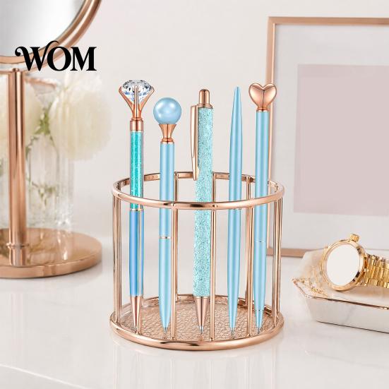 Flowing Glitter Writing Tool 5PCS Metal Diamond Ballpoint Pens, with Sparkling Rhinestone Decor, Crystal Office Pen Smooth Press Mechanism Pen,
