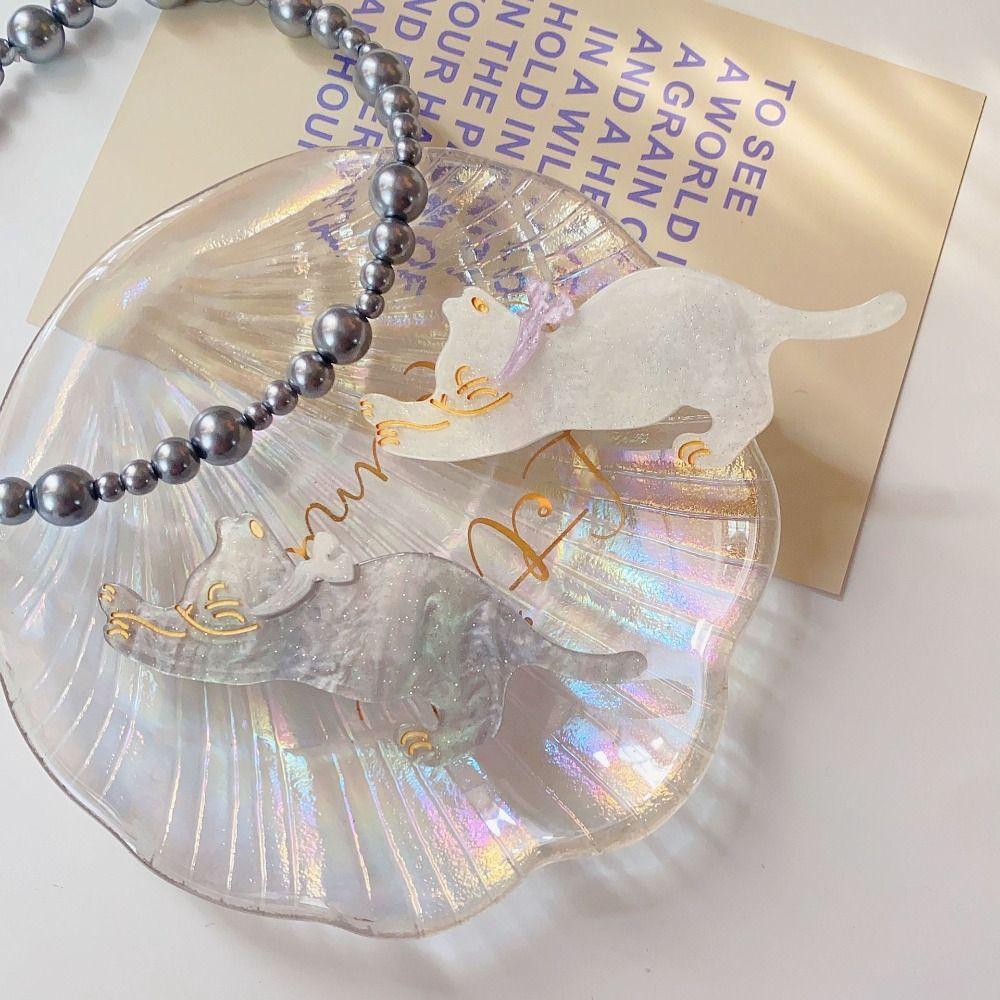 Colorful Acetic Acid Hair Clip Cartoon Cat Duckbill Clip Cute Cat Hair Clip  Daily