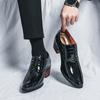 Новые мужские оксфорды на шнуровке 2024 из натуральной кожи, на высоком каблуке, клубная классика, с острым носком, повседневная модная обувь, новый стиль