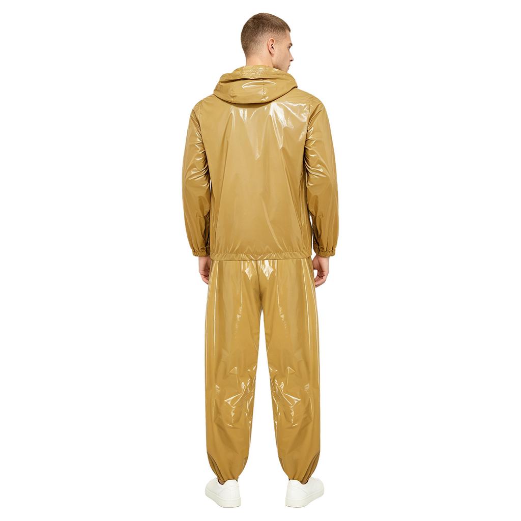 Mens Waterproof Tracksuit Hooded Windbreaker Front Zipper Pocket Jogging Pants Elastic Waist Rainwear Suit