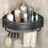 Aluminum Wall Mounted Bathroom Shelf No Drill Shower Corner Shelf with Towel Bar Hook Shampoo Holder Kitchen Organizer Rack