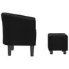 Club Armchair with Footstool Black Fabric