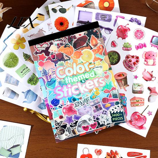 Retro Japanese Stickers 50 Pages Book, Korean Style Decorative Stickers, Adhesive Labels DIY Vinyl for Scrapbooking And Junk Journaling Phone