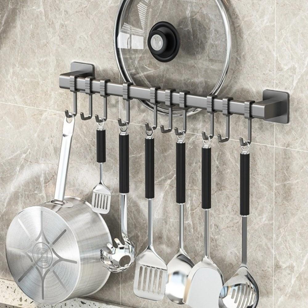 Adjustable Kitchen Hook Wall Mounted Hanging Rod New Storage Rack Kitchen Utensils