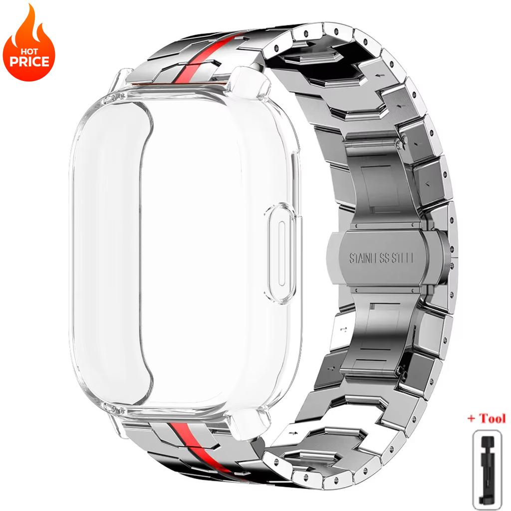Чехол+Ремешок Для Redmi Watch 5 Active Мягкий ТПУ Чехол Для Xiaomi Redmi Watch 5 Lite Роскошный Металлический Ремешок Для Часов Браслет из Нержавеющей Стали