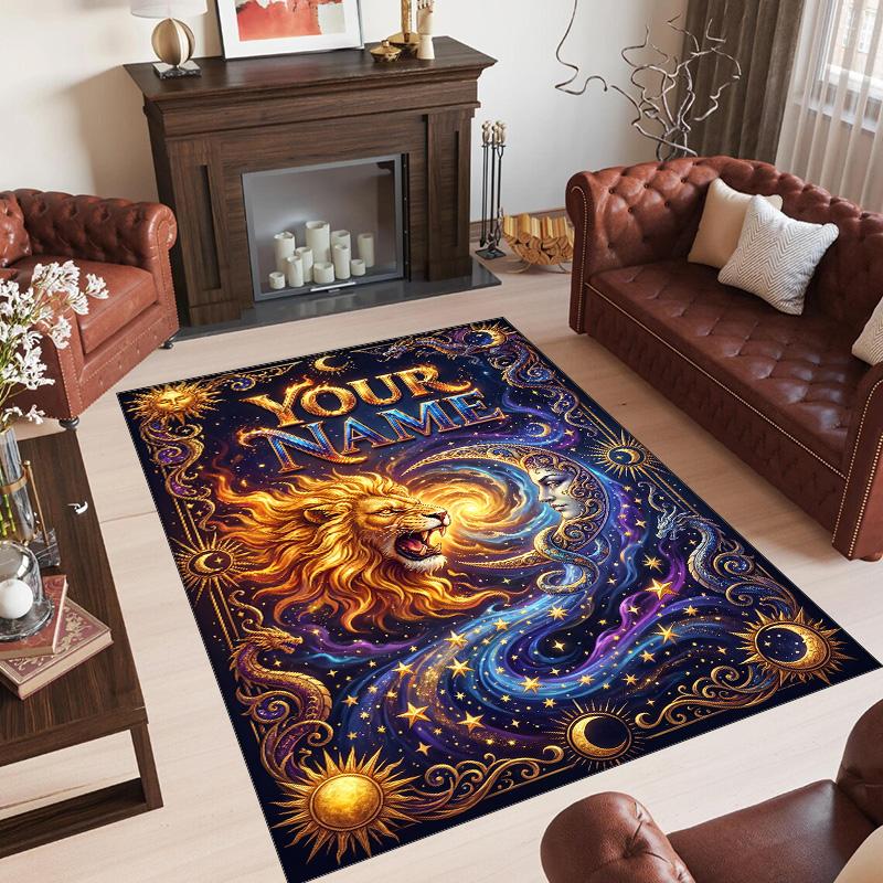 Cosmic Theme Crystal Velvet Floor Rug Personalized Custom Name Text Warm Carpet Home Decoration