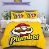 3pcs Plumber pattern bedding set duvet cover set includes duvet cover &pillowcases, perfect all season bedroom decoration & gift