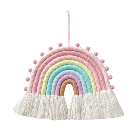 Rainbow Pendant Eye-catching Boho Styles Rainbow Hanging Ornament Cotton Rope Wall Pendant for Home Decoration