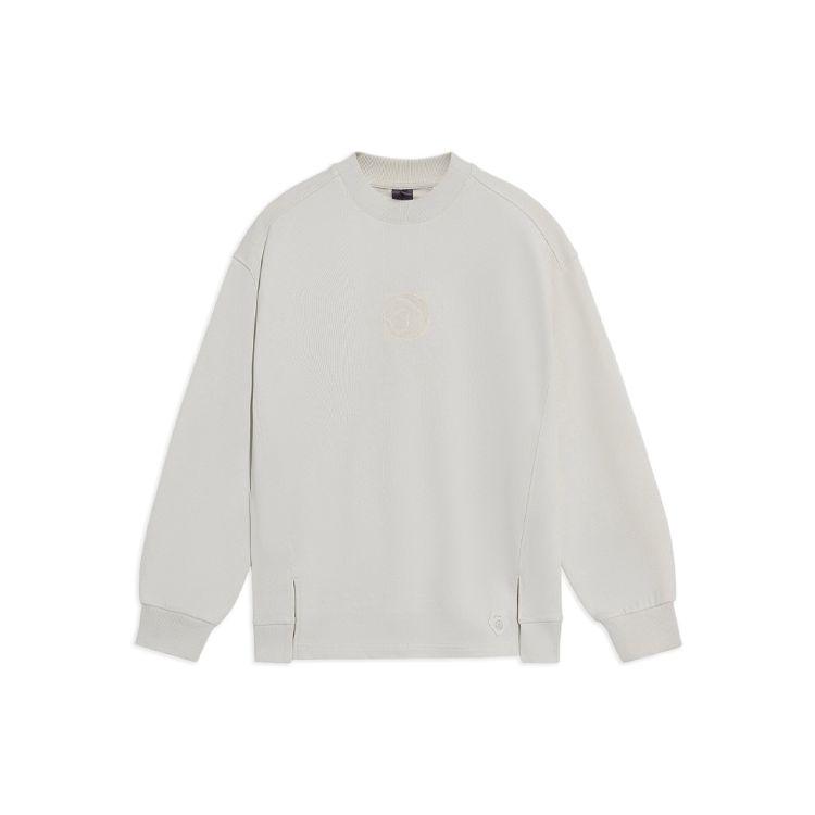 Li-Ning x Jackie Chan Co-Branded Kung Fu Series Pure Color Loose Round Neck Pullover Sweatshirt Unisex Tops White AWDS301-1