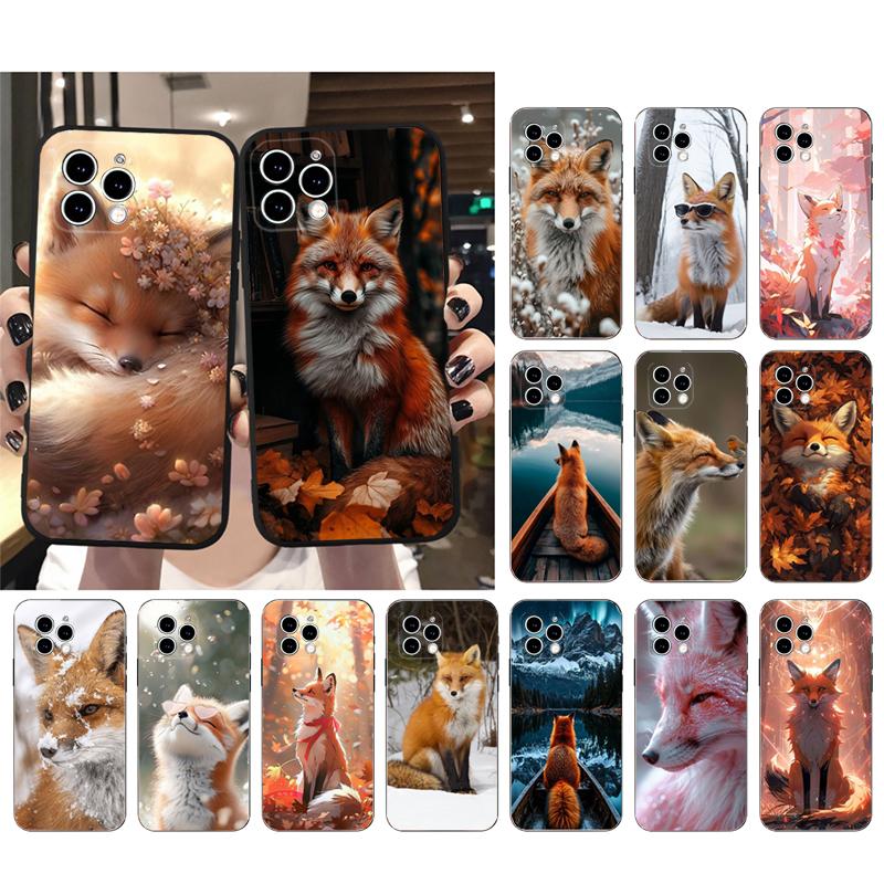 Чехол для телефона Carcasa Funda Для iPhone 17 Pro Max 17 Air 16 15 14 13 Pro Max 15 16 Pro 15Plus Милая лиса