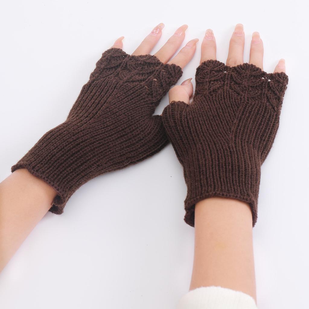 Теплые женские вязаные перчатки до половины пальцев с рисунком для занятий спортом на открытом воздухе, катания на лыжах и велосипеде