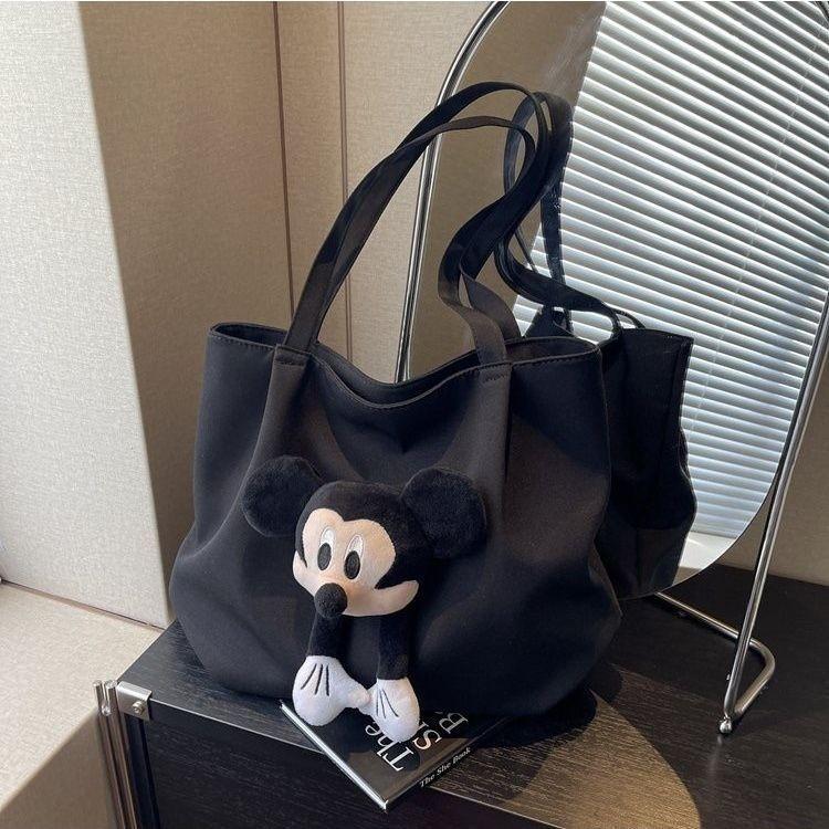 Mickey Mouse Donald Duck Canvas Tote Bag Large Capacity With Zipper Closure For Daily Use
