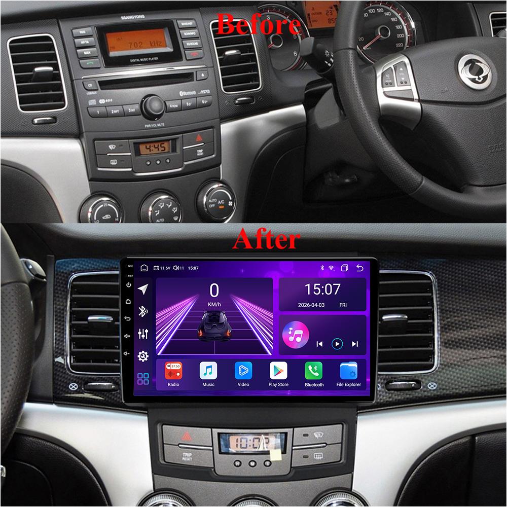 Автомобильная магнитола Android Car-Play для SsangYong Korando 2010-2013 Мультимедийный проигрыватель Головное устройство Стерео Навигация GPS BT WIFI, 8 ЯДЕР ,2+32ГБ