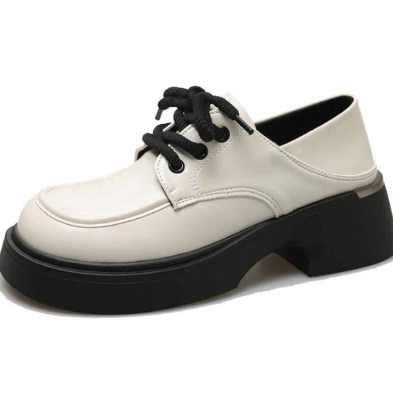 2024 Hot Sale Ladies Shoes Lace Up Women's Pumps Autumn Round Toe Solid Mary Jane Platform Water Proof Chunky Heels Loafers