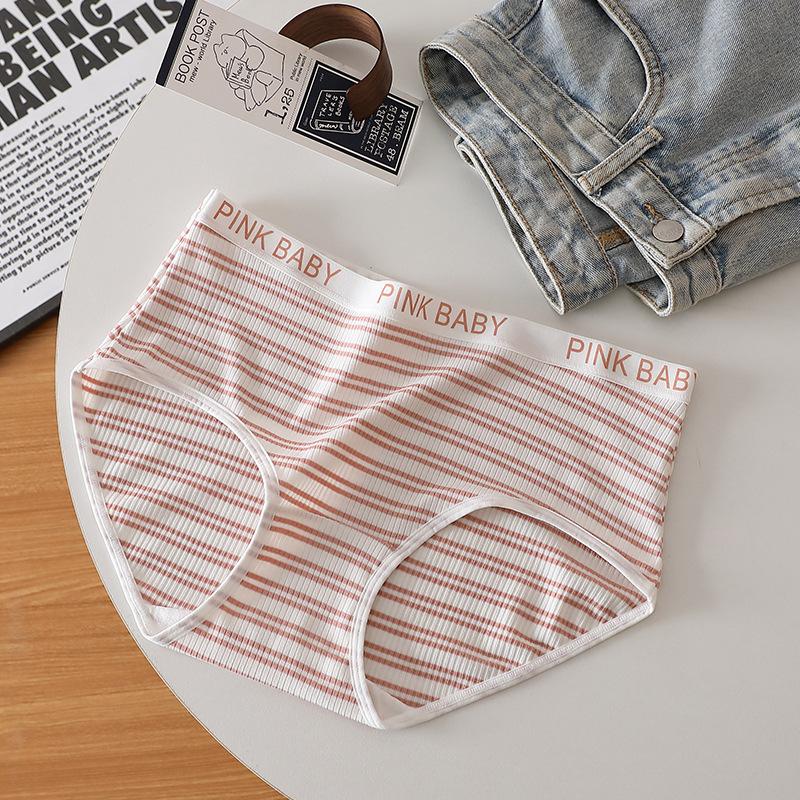 Skin Friendly Non Blocking Mid Waist Panties Sporty and Comfortable Striped Triangle Women’s Panties