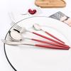 Red Silver Dinnerware Set Dinner Fork Knife Soup Ice Spoon Cutlery Set Stainless Steel Western Flatware Silverware Set