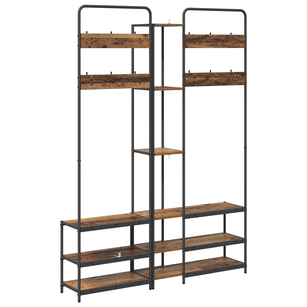 Coat Stand with Shoe Bench Old Wood 143 x 30 x 199.5 cm
