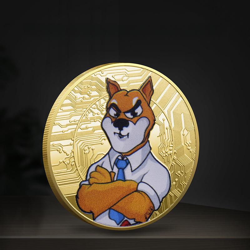Цветная УФ Монета Сиба-ину Виртуальная Памятная монета Цифровая Виртуальная валюта Золотые монеты, Рождественский подарок, Наполнители для чулка