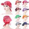Summer Print Women Tie-dye Candy Color Hijab Cap Muslim Head Scarf Turban Bonnet Outdoor Windproof Sunscreen with Hood Caps