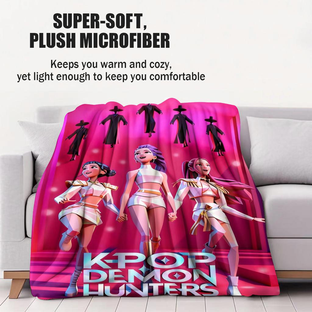 All Scene KPop Devil Hunter Blanket With Small Cover Portable Versatile For Bedrooms Sofas Cars Offices Napping All Seasons
