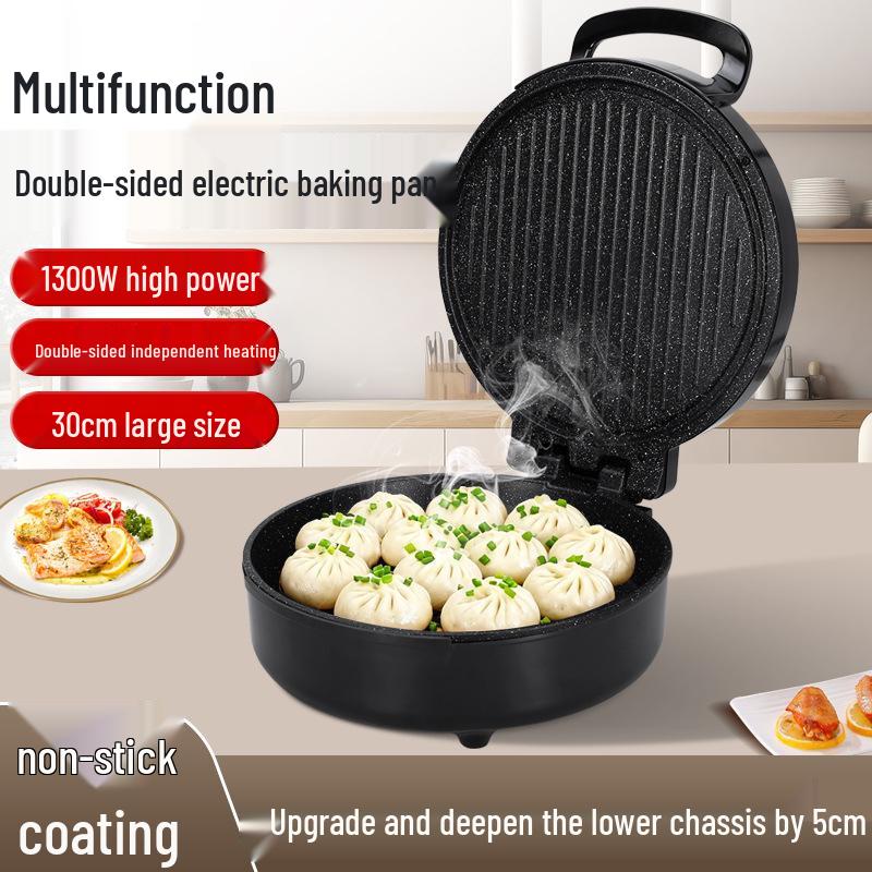 Electric Non-Stick Griddle: Double-Sided Heating for Eggs, Meat, and Pancakes 