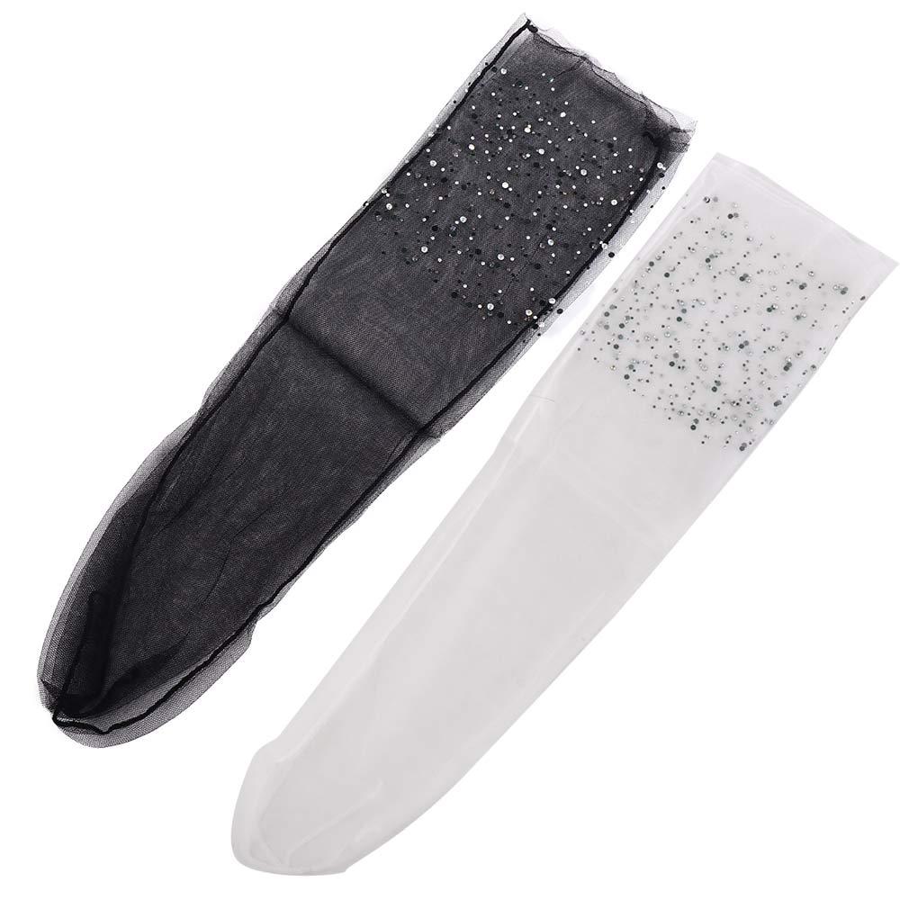 Ladies Women Crystal Rhinestone Glass Silk Elastic Ankle Socks Transparent Mesh Sock Short Socks