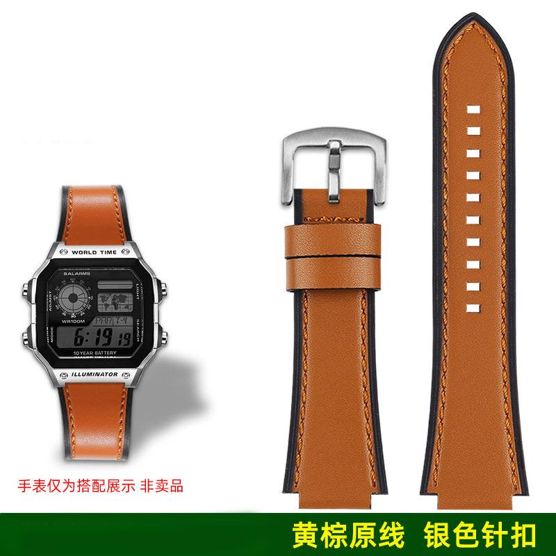 AE1200 A158 Ретро Натуральная Кожаная Ремешок Для Casio DW-H5600 A168 AE1300 Винтажный Браслет Часов Мужской Выпуклый рот Бычья кожа Браслет 18 ММ