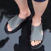 Summer Men's Flat Slippers Extra Wide Slide Sandals Outdoor Beach Open Toe Casual Soft Walking Leather Sandals